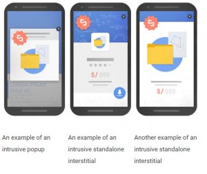 Caption: Examples of intrusive interstitial ads. Source: Google Blog 