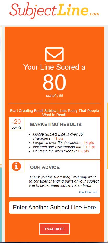 Subject Line Email Heading Analyser 